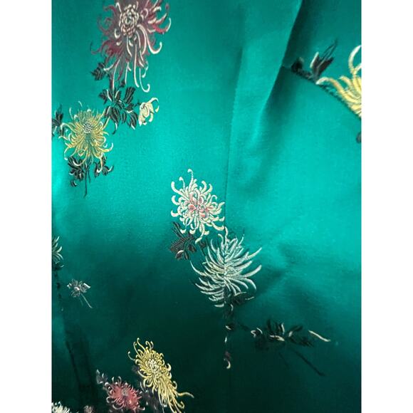 Chinese Style Qipao Dress Emerald Green Long Formal Silk Satin Wedding Party - Picture 5 of 8